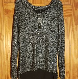 Apt 9- black/silver sequined sweater